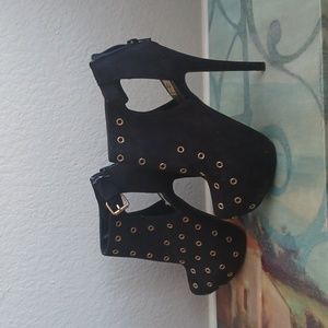 Bootie Heel Black with Gold Accents Size 7.5 and Ready To Wear!!!